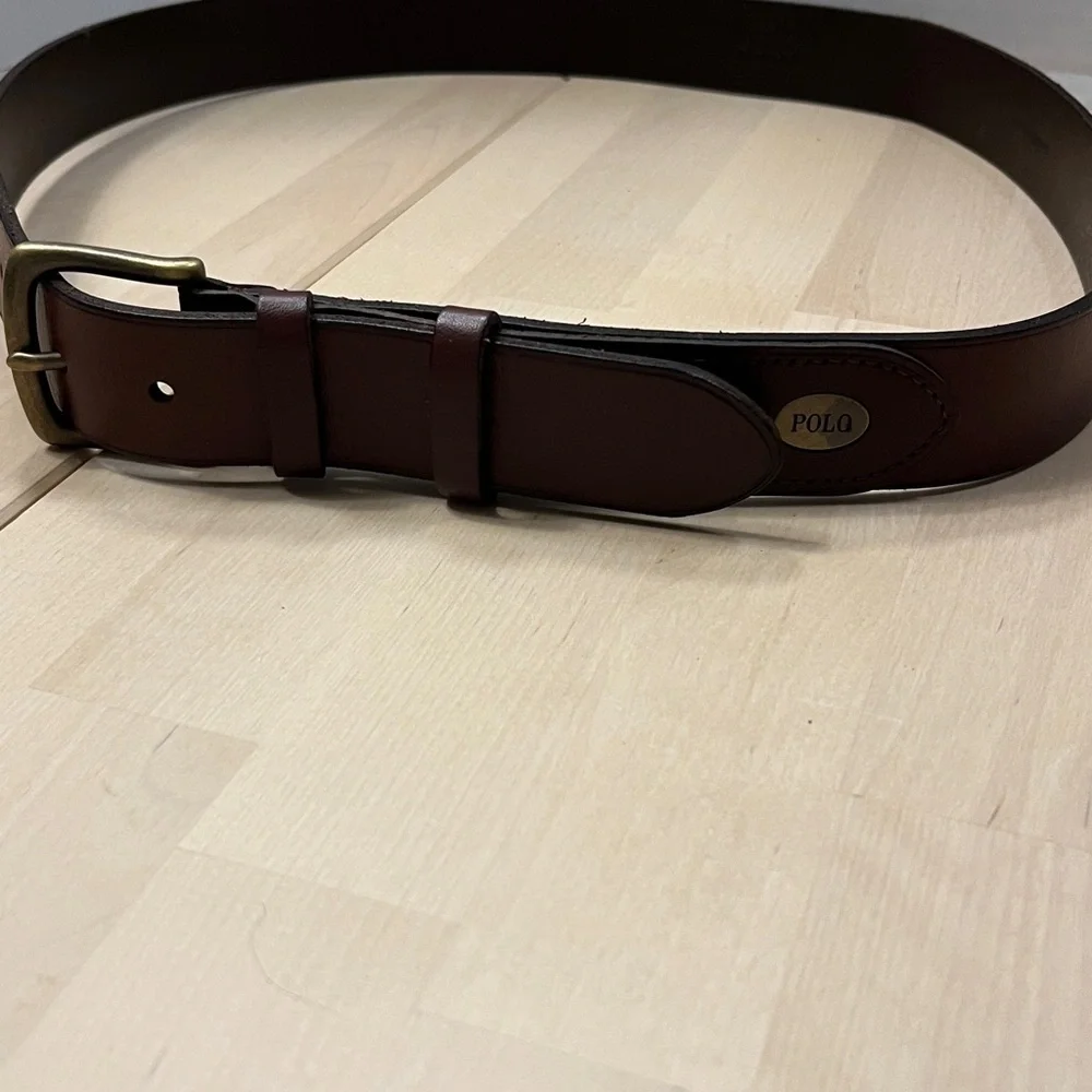 Polo Ralph Lauren Dark Brown Leather Belt w/ Brass Hardware Men’s Size 40 - EUC